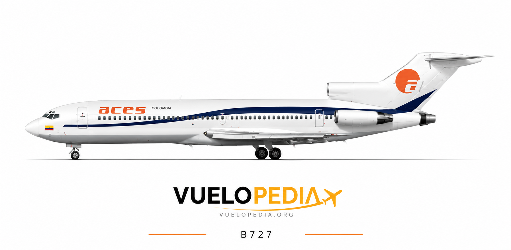 Ilustración Boeing 727 de ACES Colombia