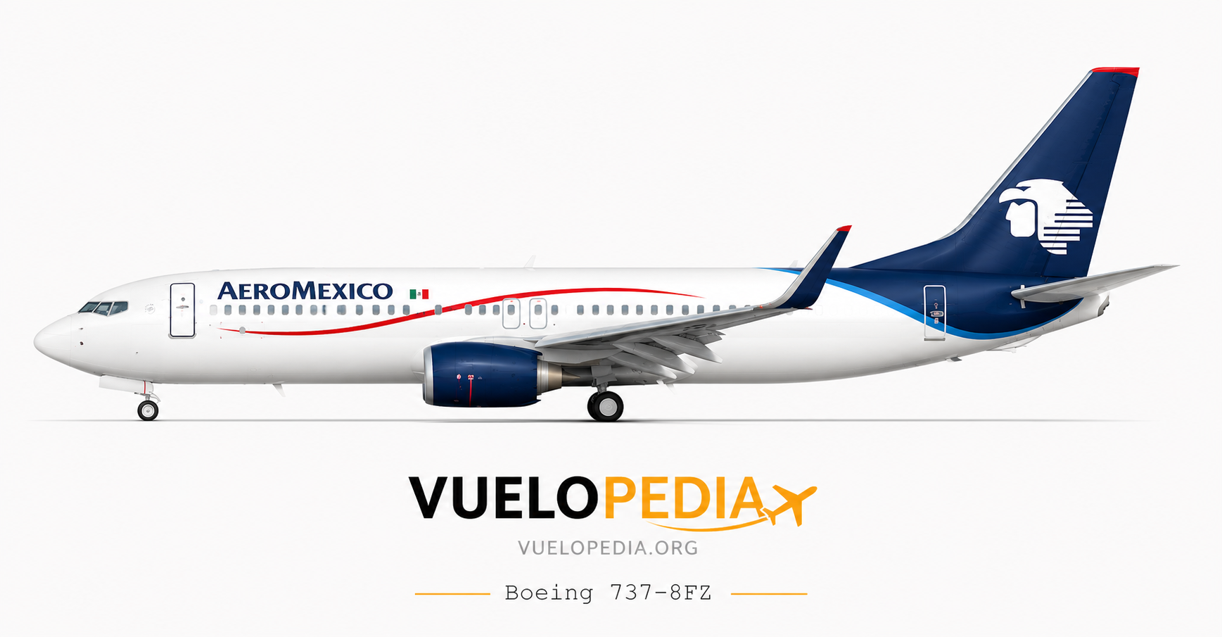 Boeing 737-800 (737-8FZ) illustration in Aeroméxico livery