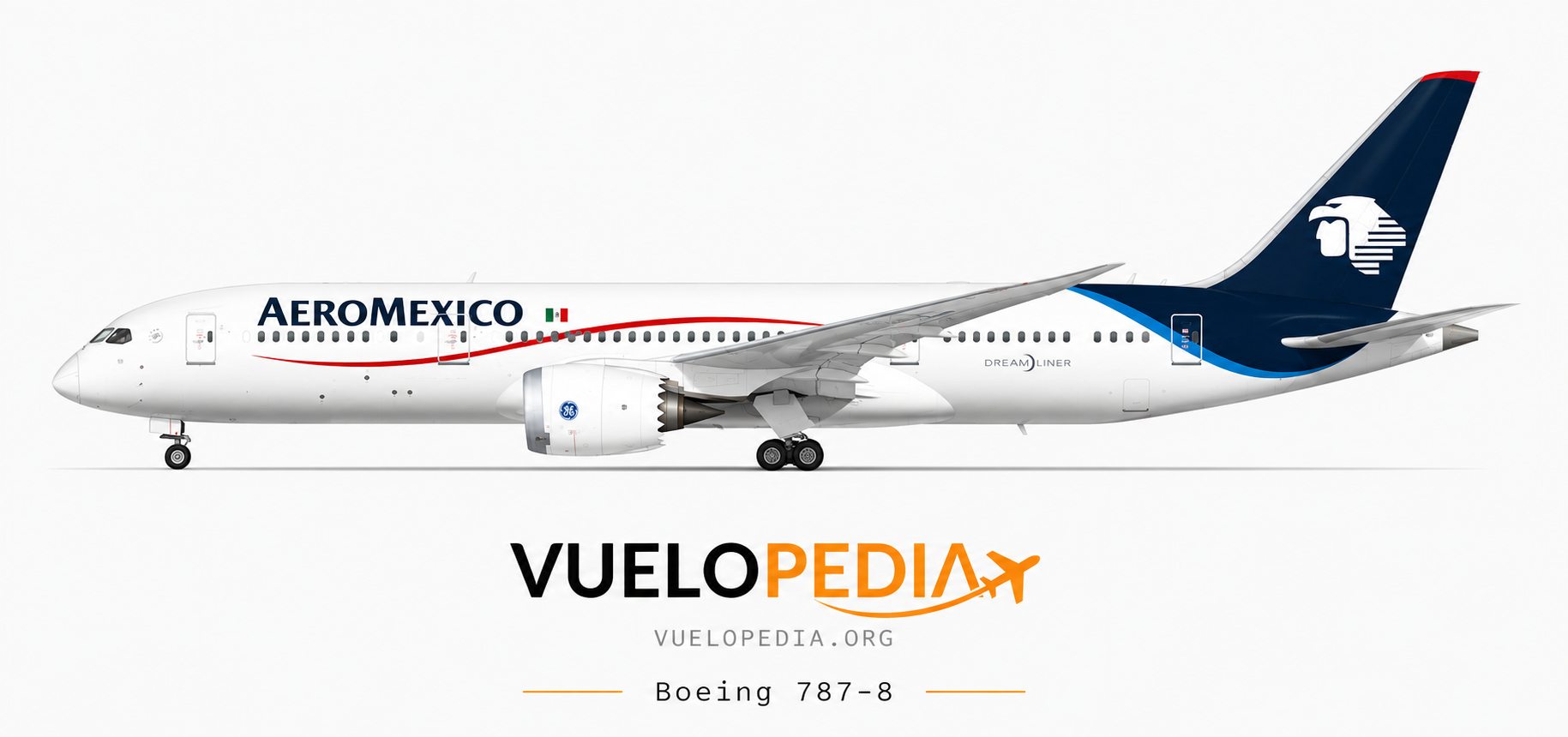 Boeing 787-8 illustration in Aeroméxico livery