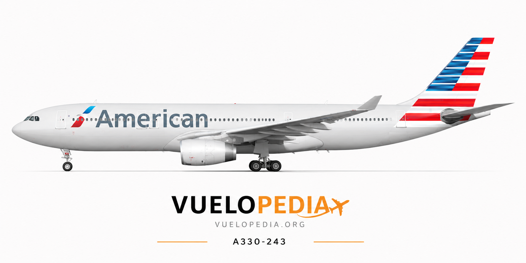 Airbus A330-200 (A330-243) illustration in American Airlines livery