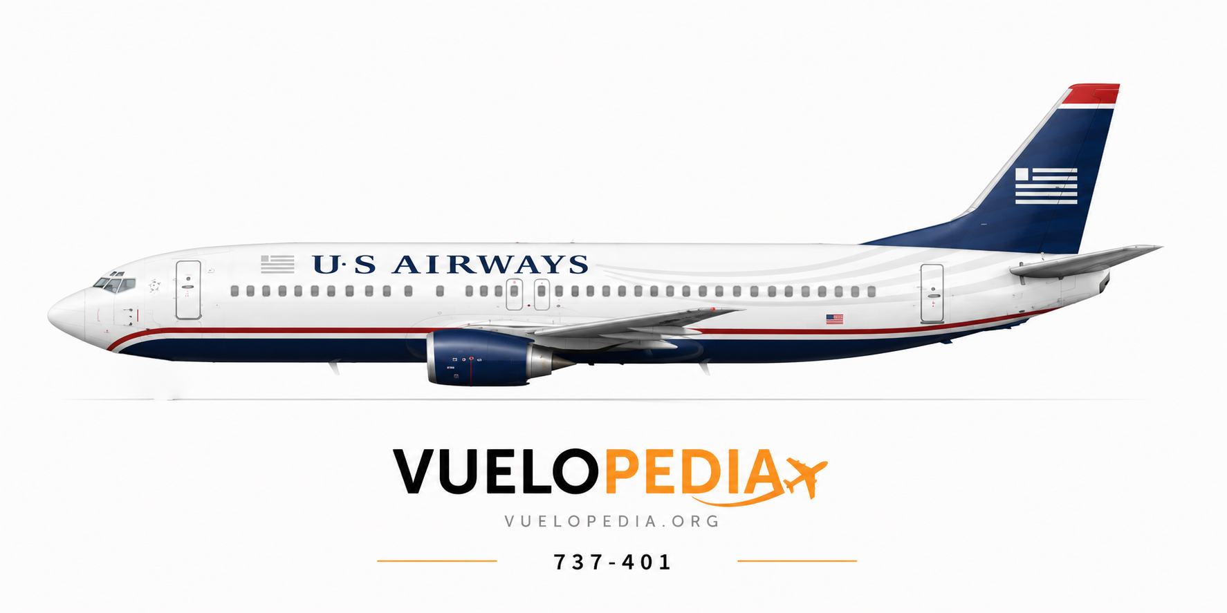 Ilustración Boeing 737-400 (737-401) de American Airlines