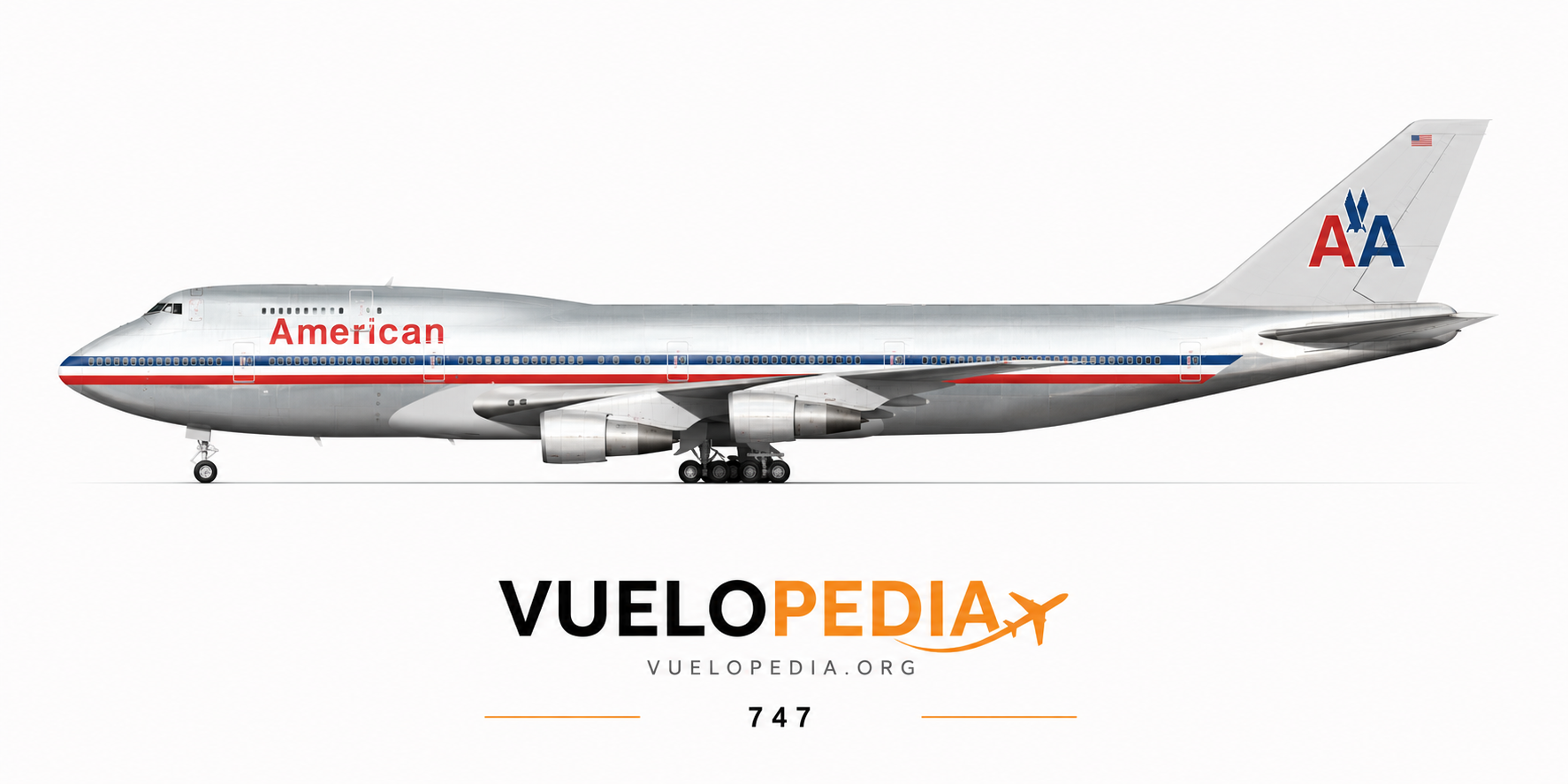 Boeing 747 illustration in American Airlines livery