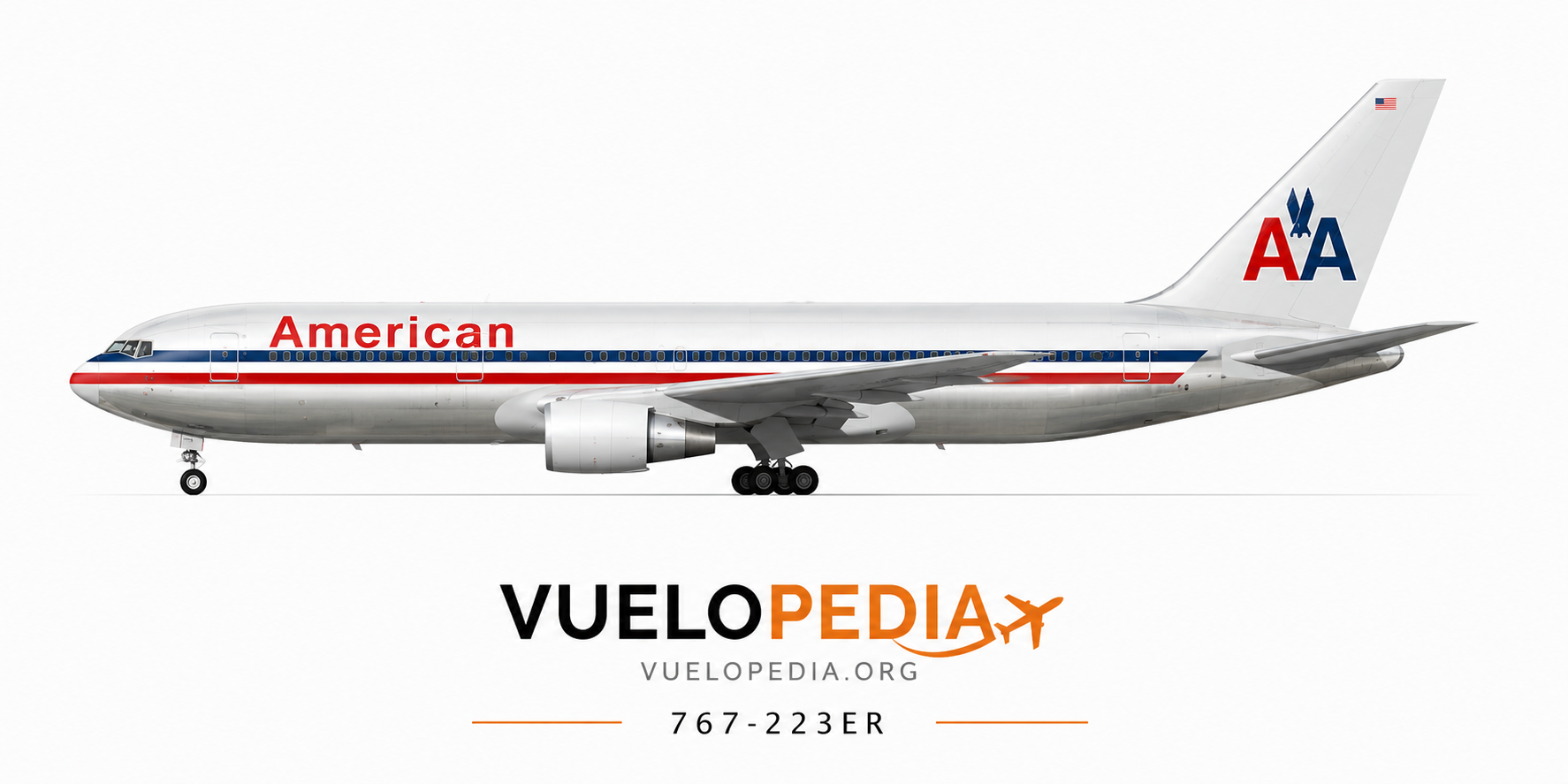Boeing 767-200ER (767-223ER) illustration in American Airlines livery