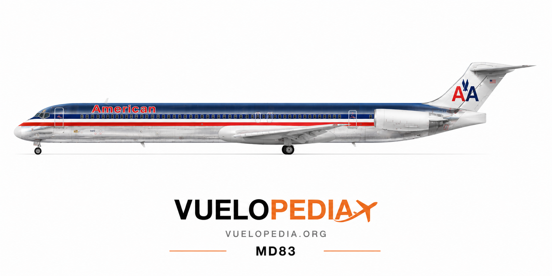 Ilustración McDonnell Douglas MD-83 de American Airlines