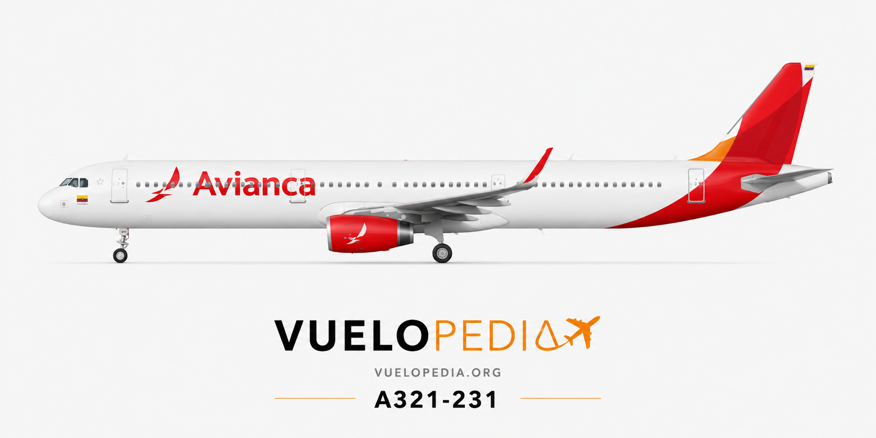 Airbus A321 illustration in Avianca livery