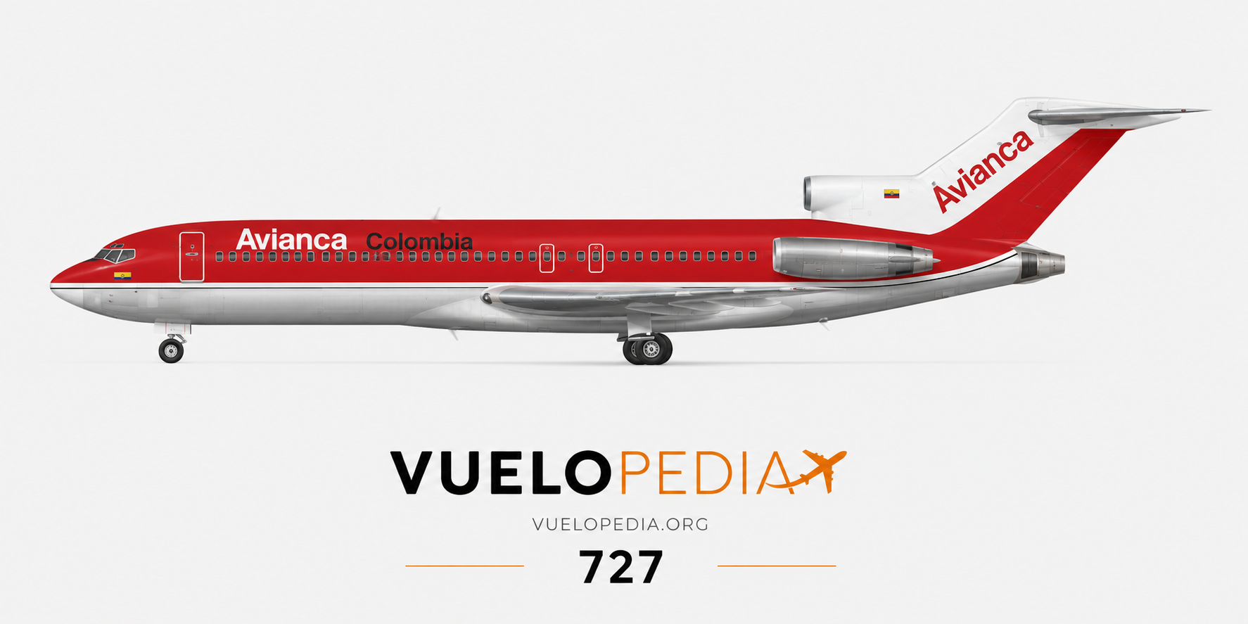 Boeing 727-100 (727-21) illustration in Avianca livery