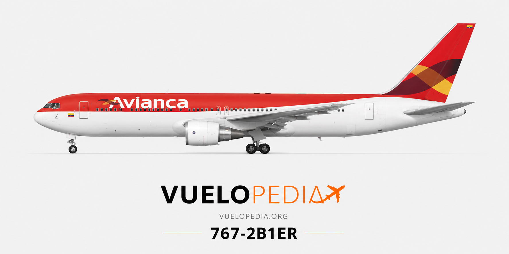 Boeing 767-200ER (767-2B1ER) illustration in Avianca livery