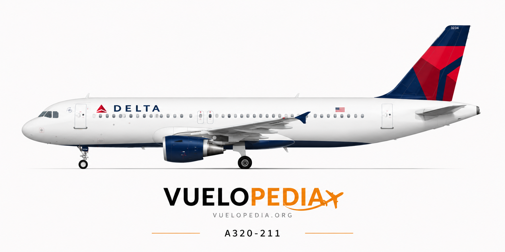 Ilustración Airbus A320 de Delta Air Lines