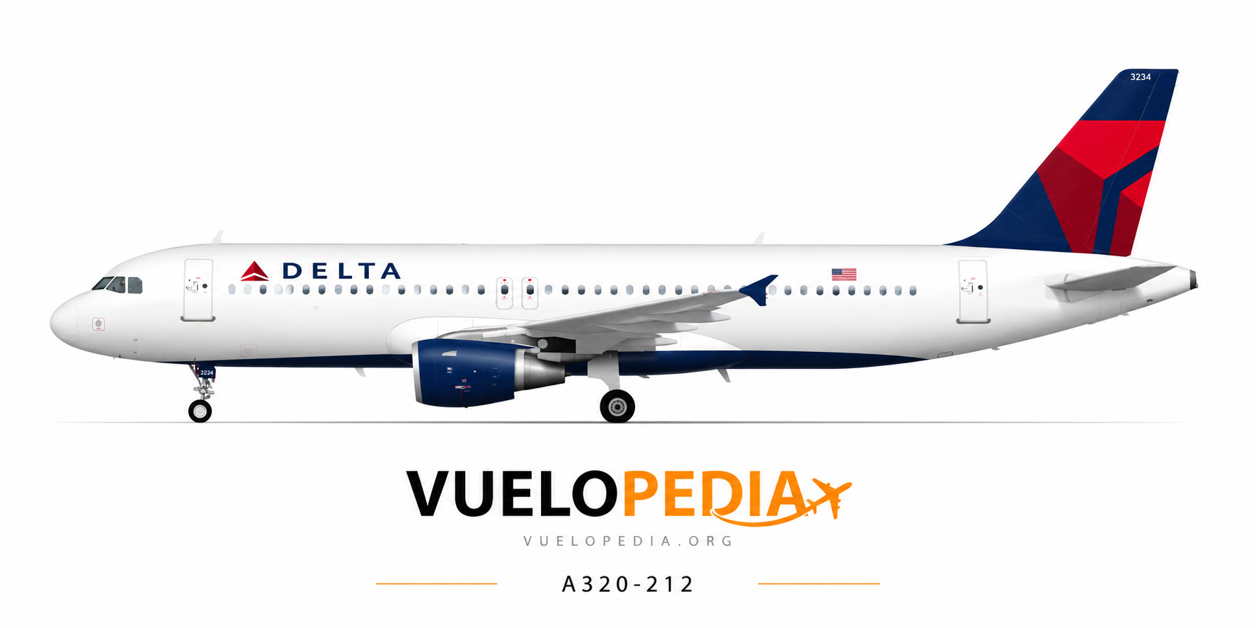 Airbus A320-200 (A320-212) illustration in Delta Air Lines livery