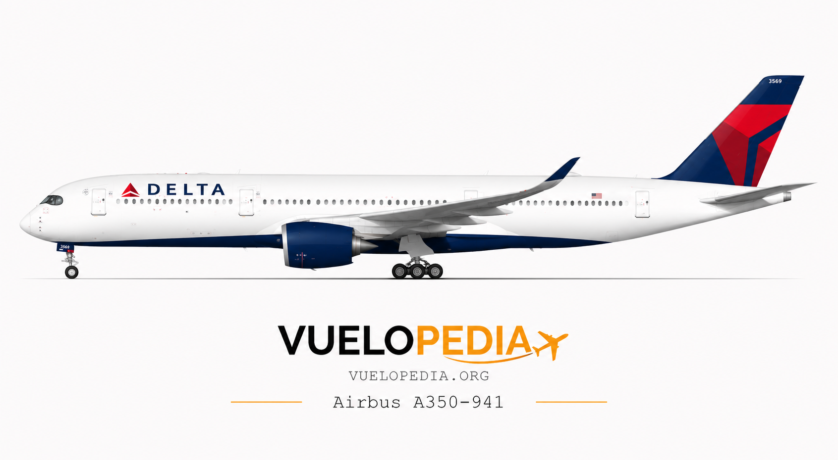 Airbus A350-900 (A350-941) illustration in Delta Air Lines livery