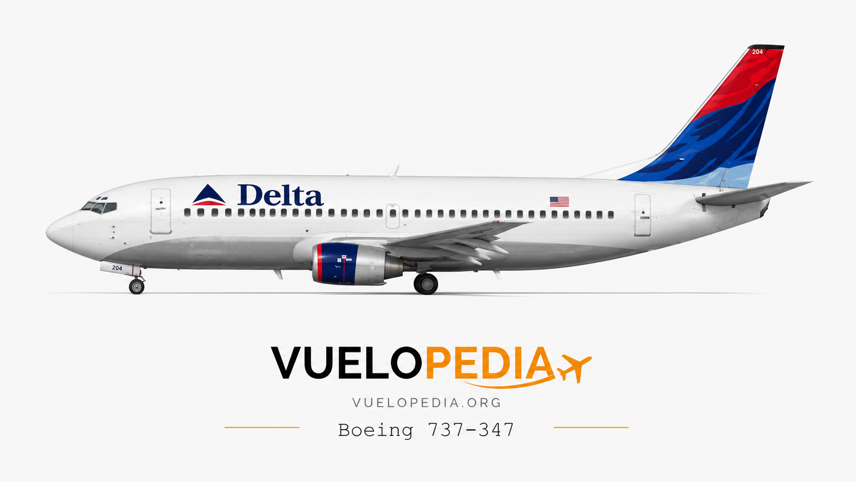 Ilustración Boeing 737-300 (737-347) de Delta Air Lines