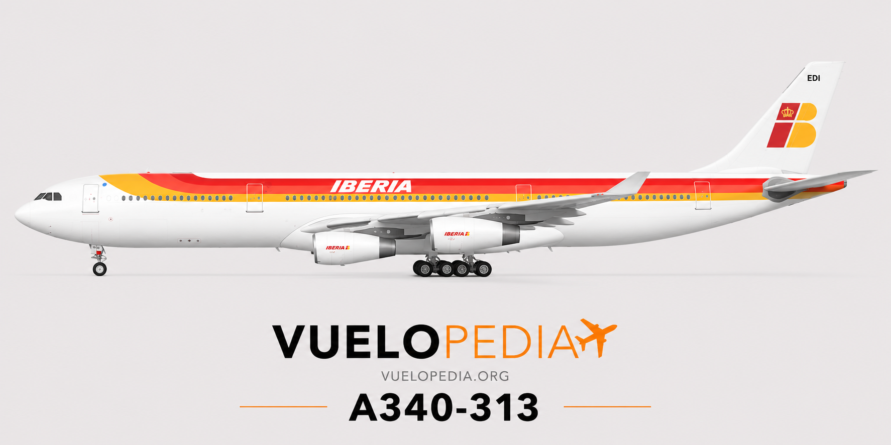 Airbus A340-300 (A340-313) illustration in Iberia livery