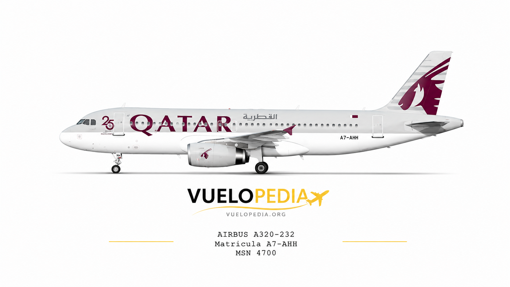 Airbus A320-200 (A320-232) illustration in Qatar Airways livery