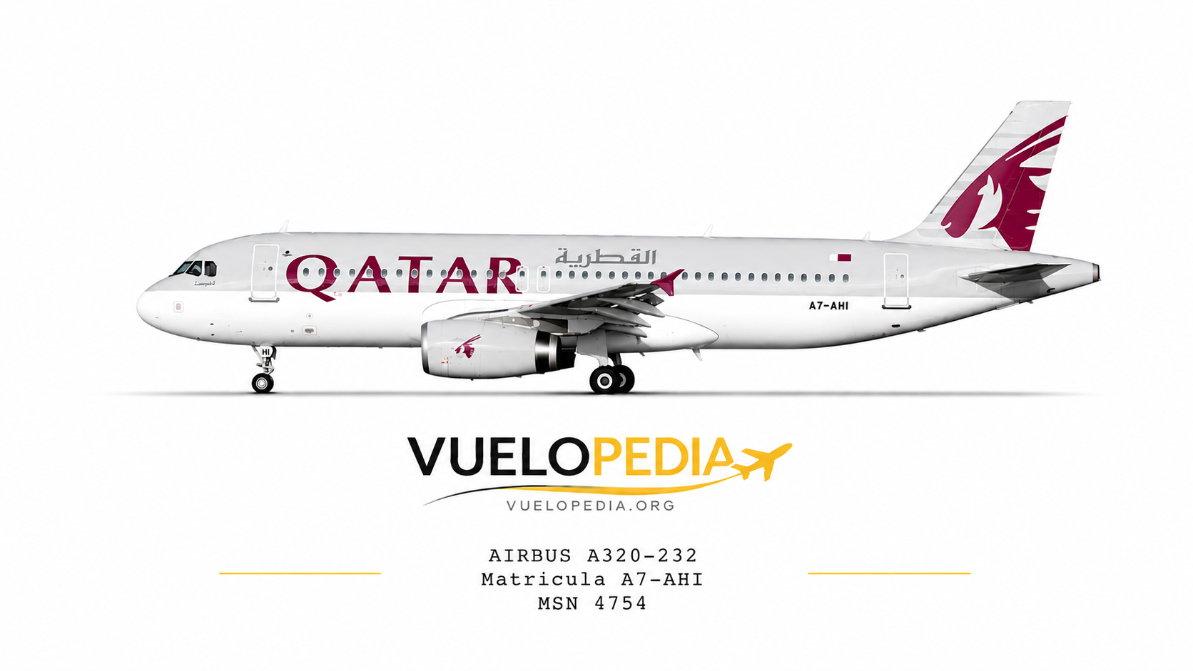 Airbus A320-200 (A320-232) illustration in Qatar Airways livery