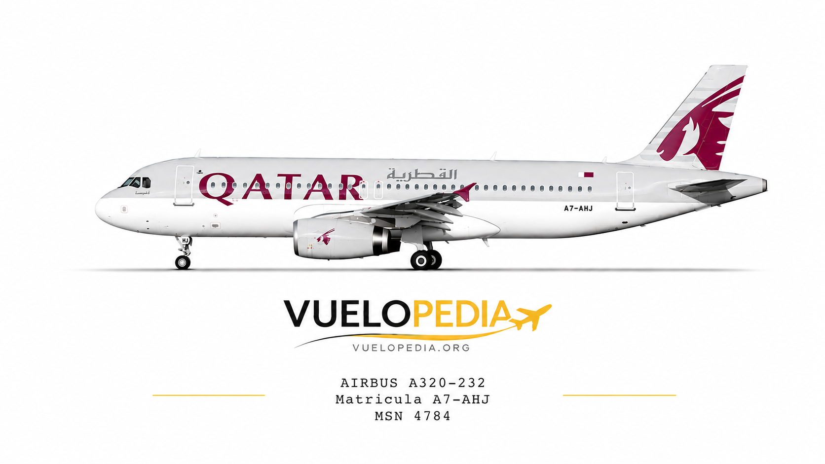 Ilustración Airbus A320-200 (A320-232) de Qatar Airways