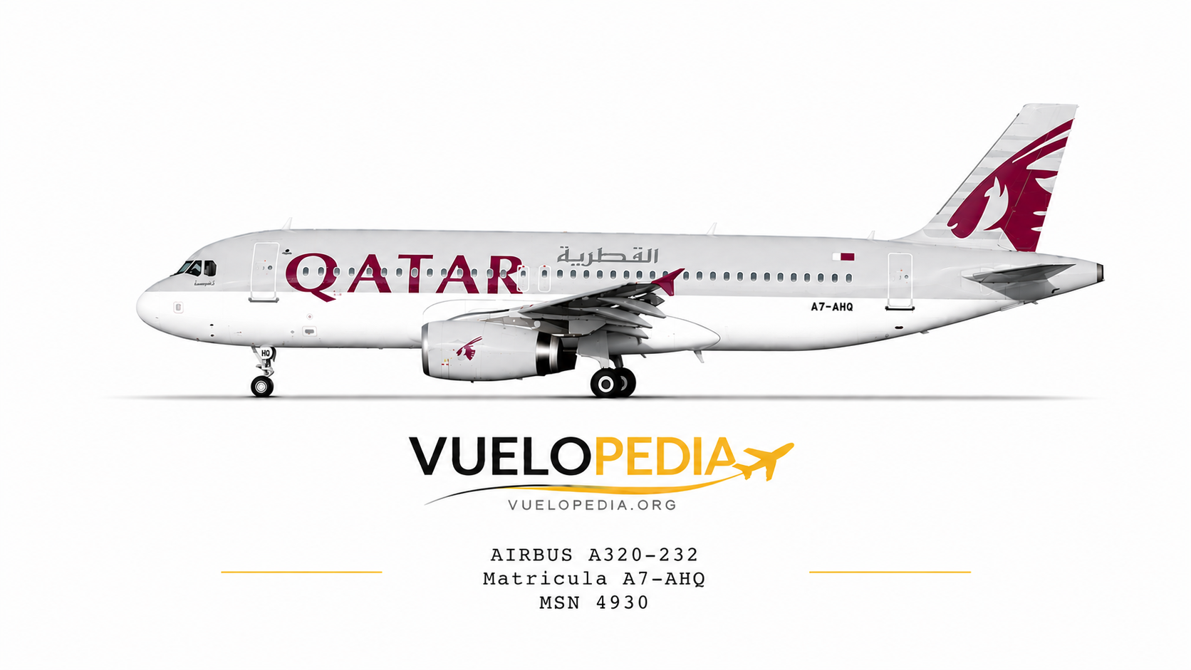 Ilustración Airbus A320-200 (A320-232) de Qatar Airways