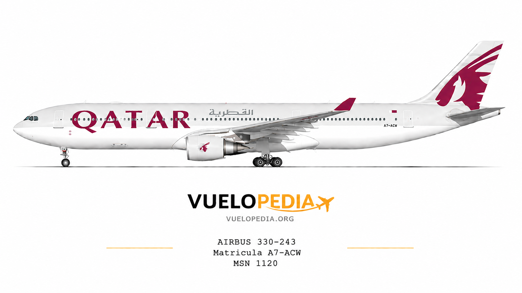 Airbus A330-200 (A330-243) illustration in Qatar Airways livery