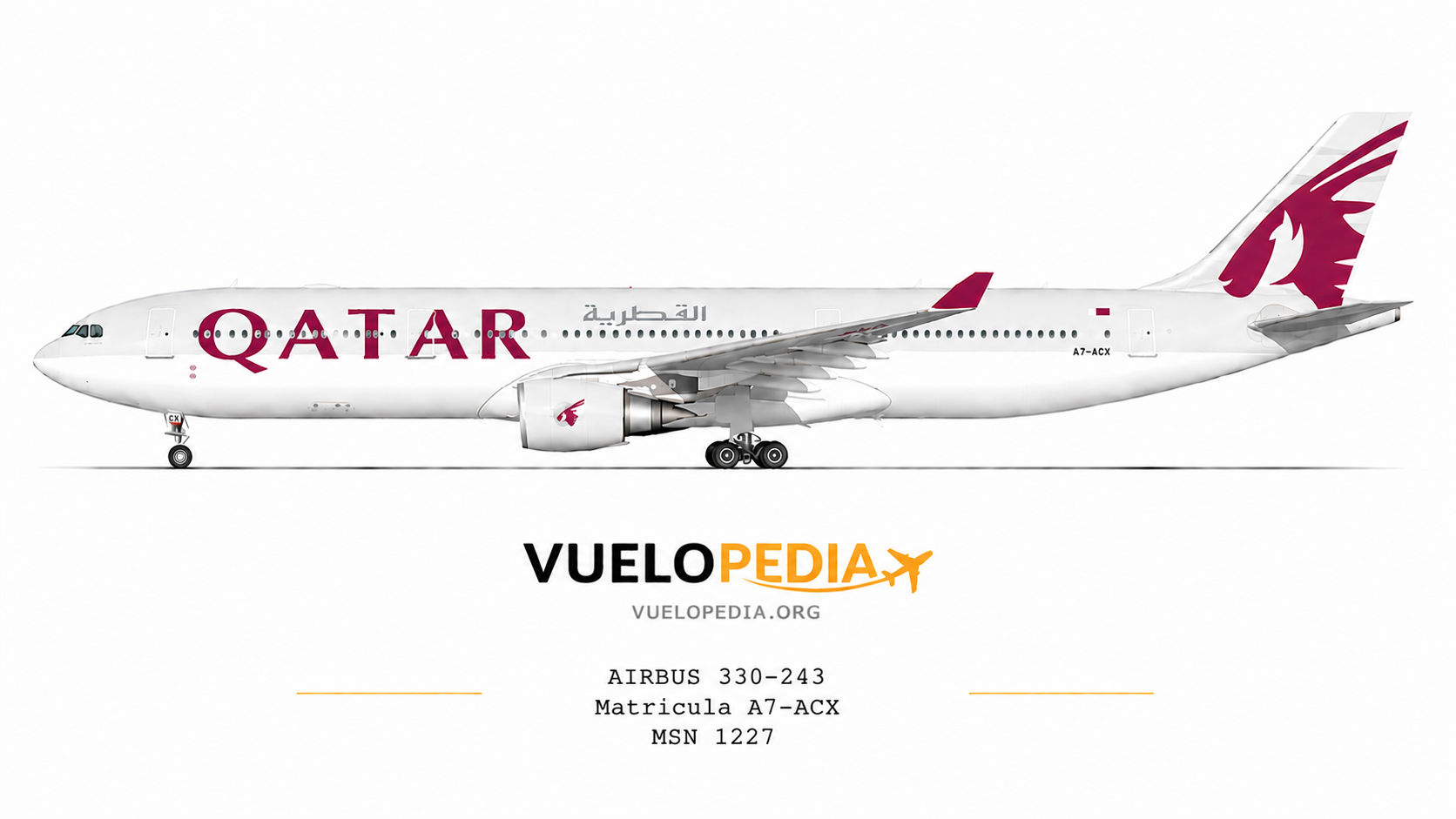 Ilustración Airbus A330-200 (A330-243) de Qatar Airways