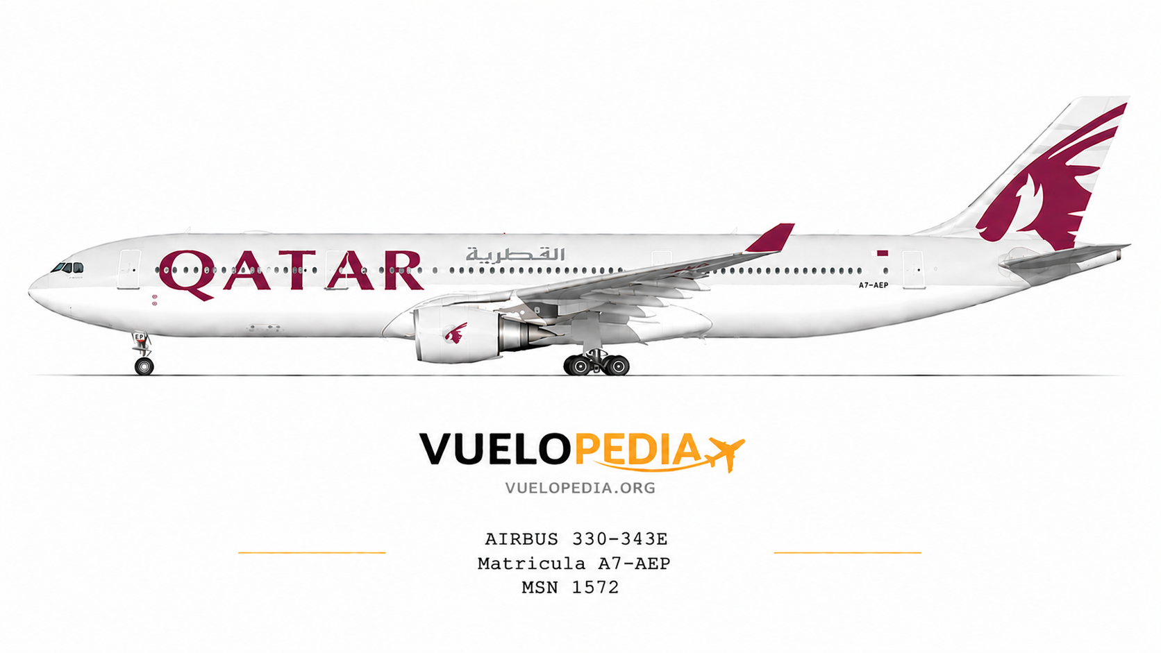 Ilustración Airbus A330-300 (A330-343) de Qatar Airways