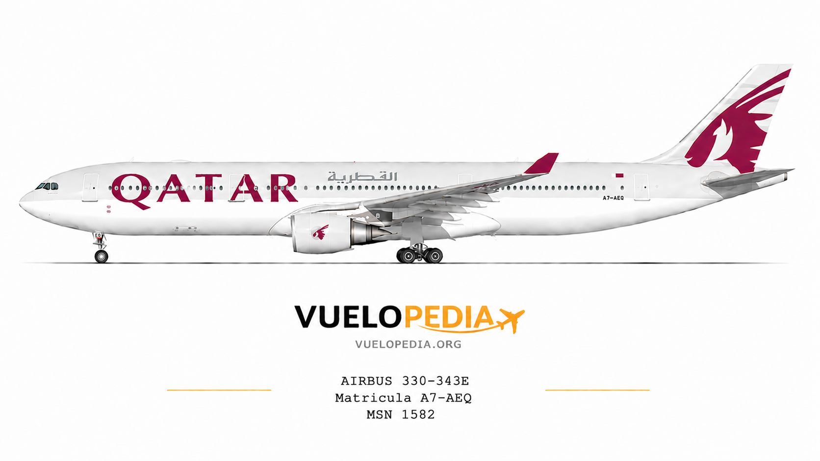 Ilustración Airbus A330-300 (A330-343) de Qatar Airways
