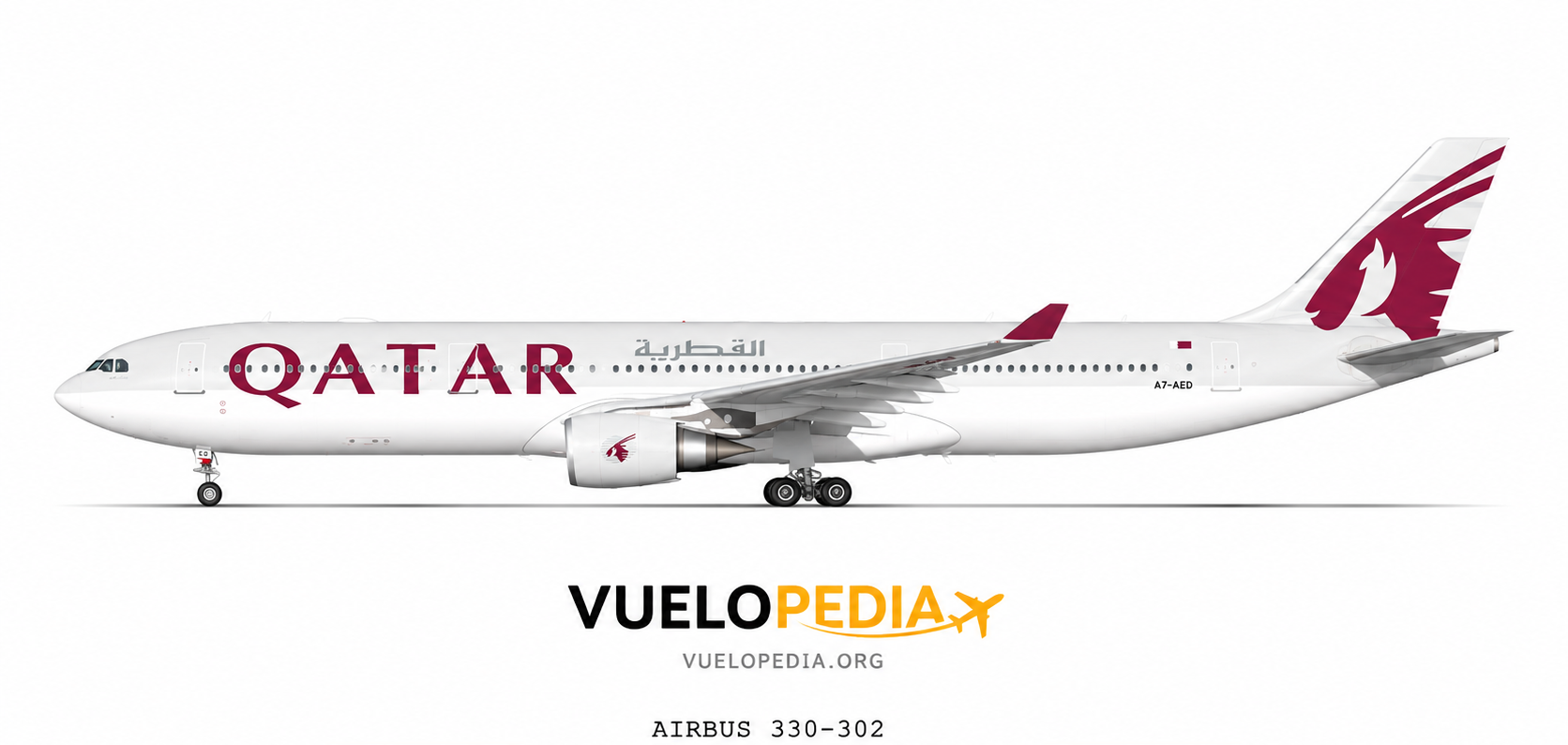 Airbus A330-300 (A330-302) illustration in Qatar Airways livery