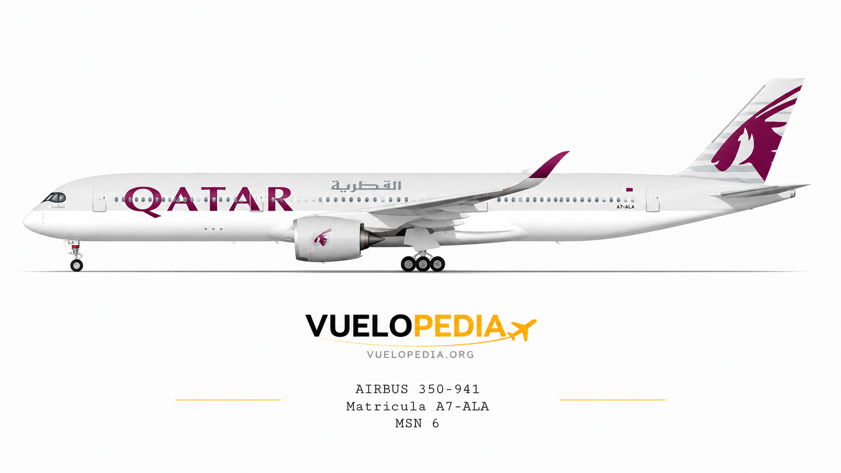 Ilustración Airbus A350-900 (A350-941) de Qatar Airways