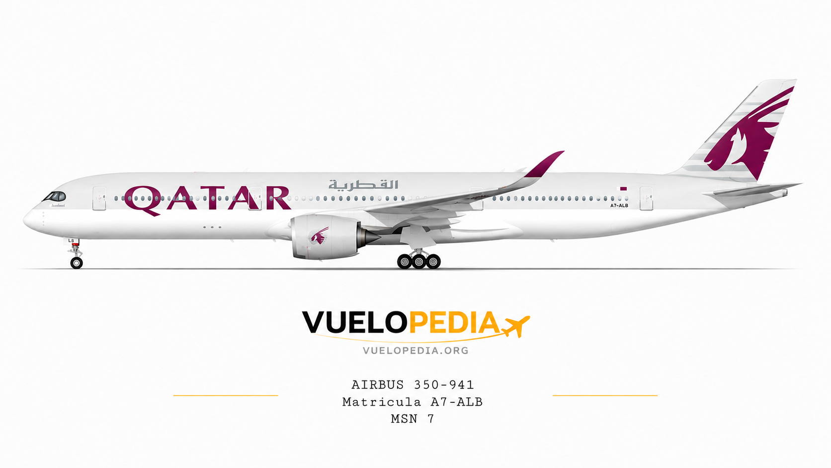 Ilustración Airbus A350-900 (A350-941) de Qatar Airways
