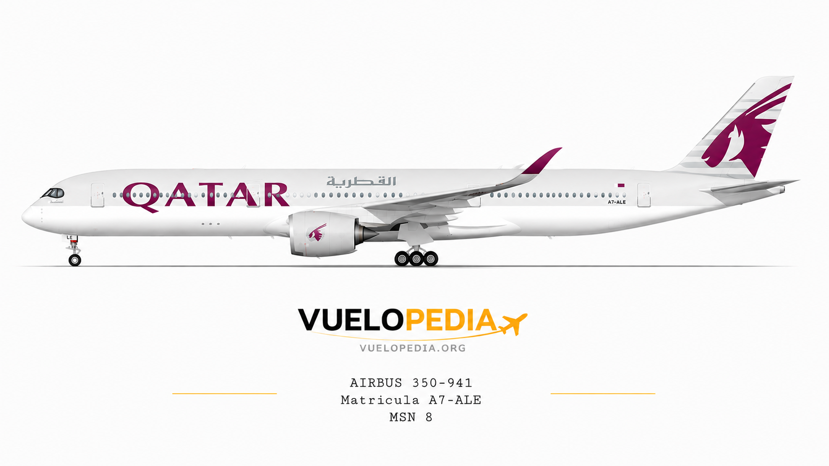 Ilustración Airbus A350-900 (A350-941) de Qatar Airways