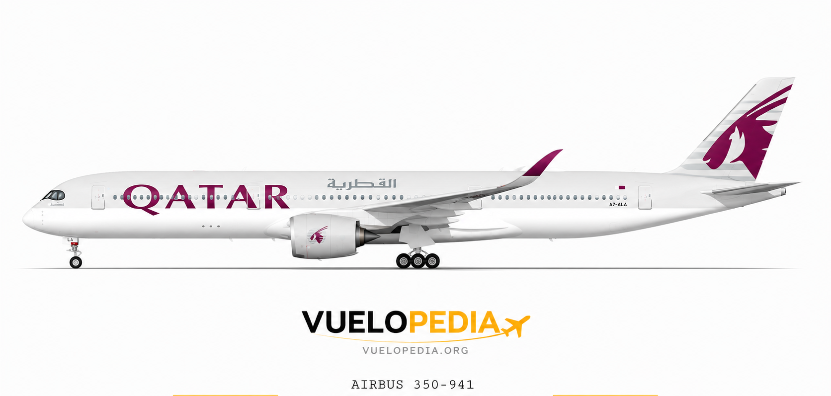 Ilustración Airbus A350-900 (A350-941) de Qatar Airways