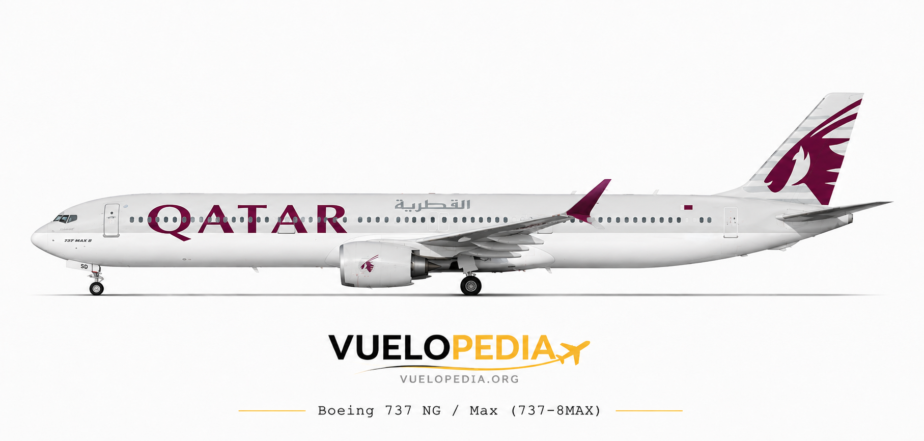 Boeing 737 MAX illustration in Qatar Airways livery