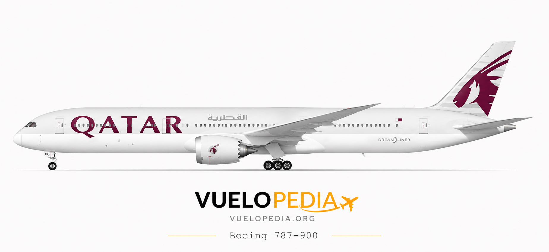 Ilustración Boeing 787-9 de Qatar Airways