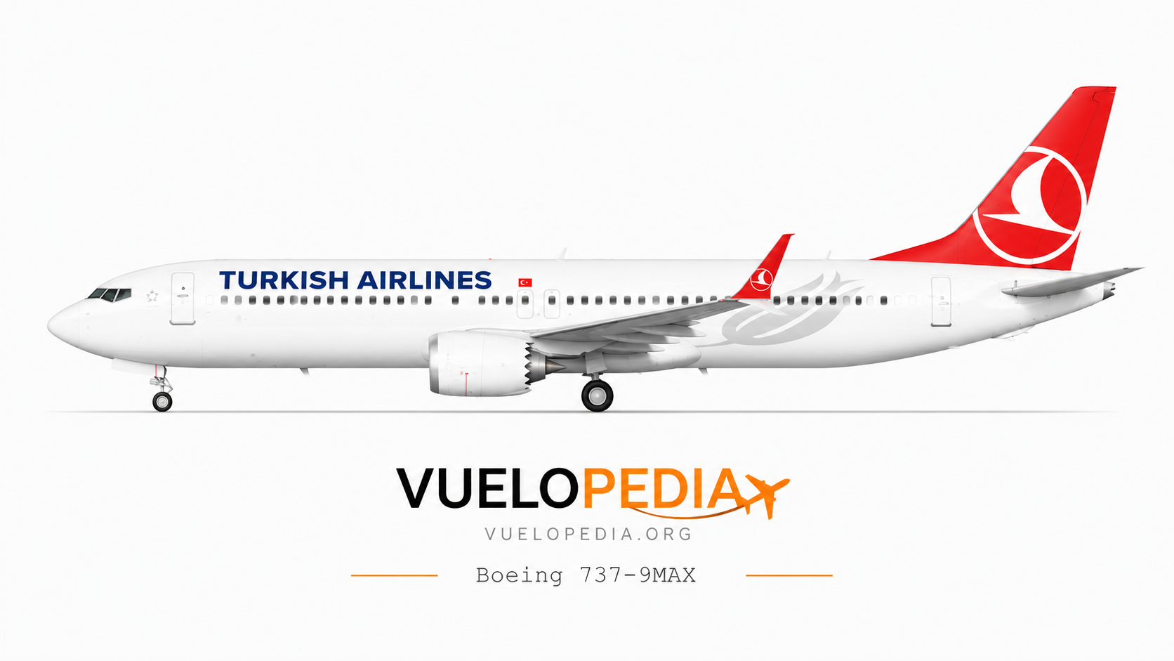 Boeing 737 MAX 9 (737-9) illustration in Turkish Airlines livery