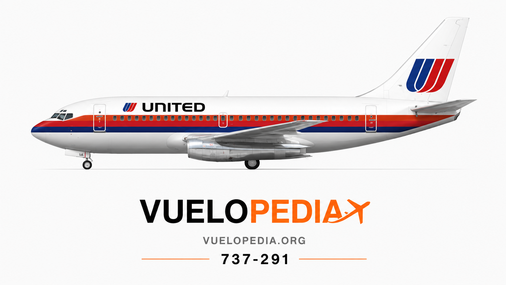 Ilustración Boeing 737-200 (737-291) de United Airlines