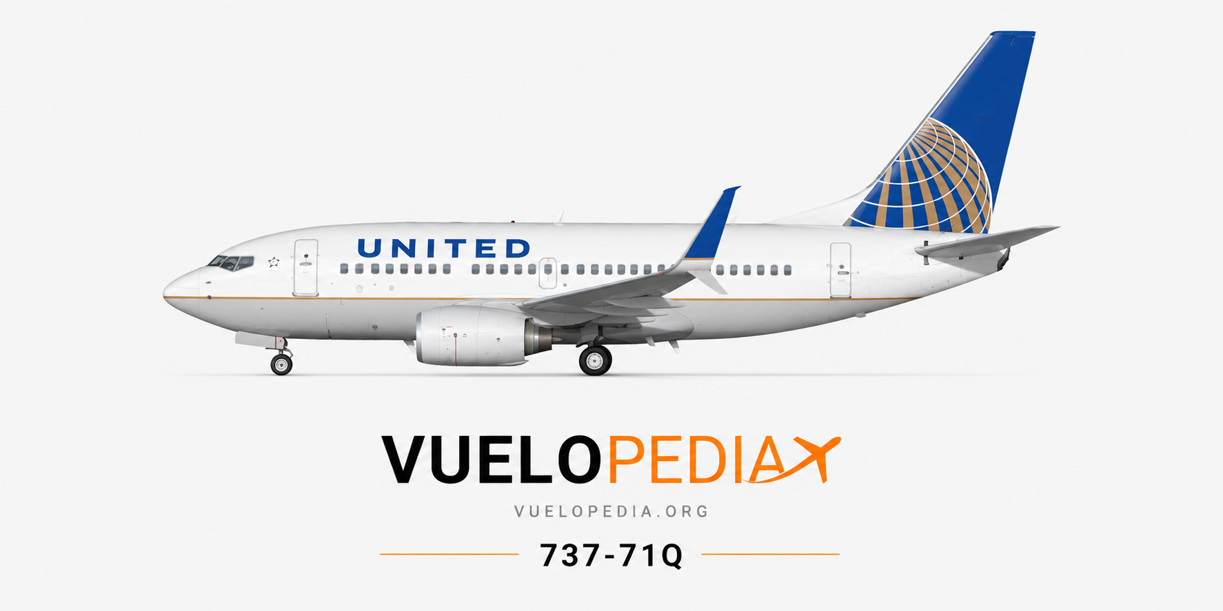 Boeing 737-700 (737-71Q) illustration in United Airlines livery
