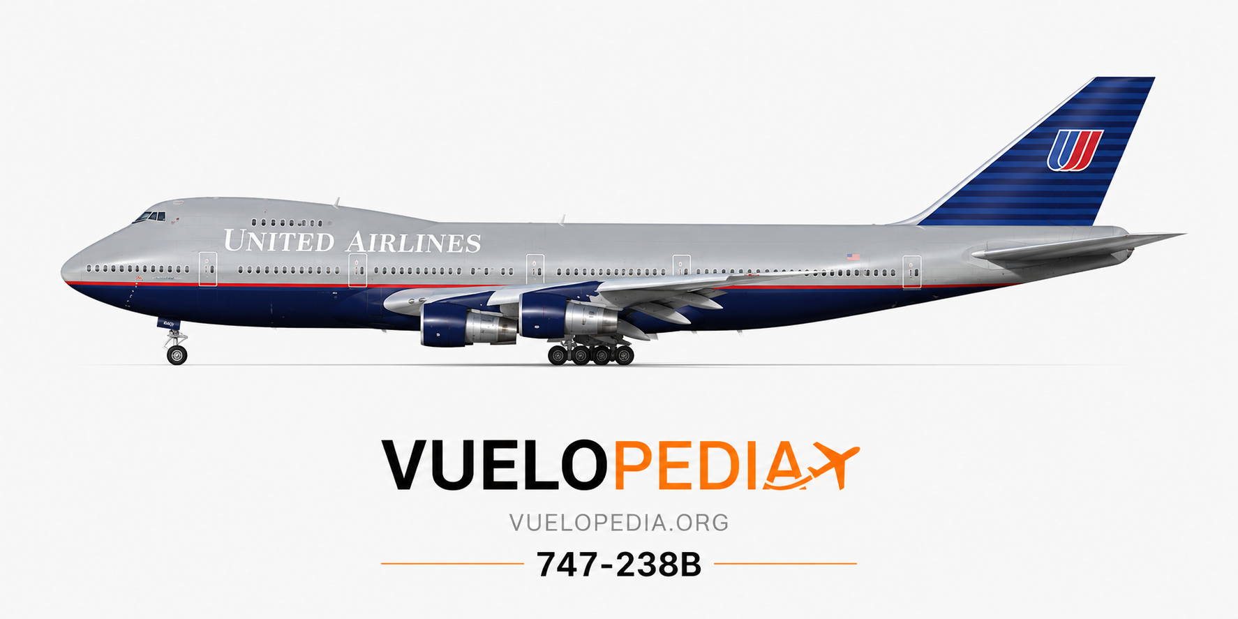 Boeing 747 illustration in United Air Lines livery
