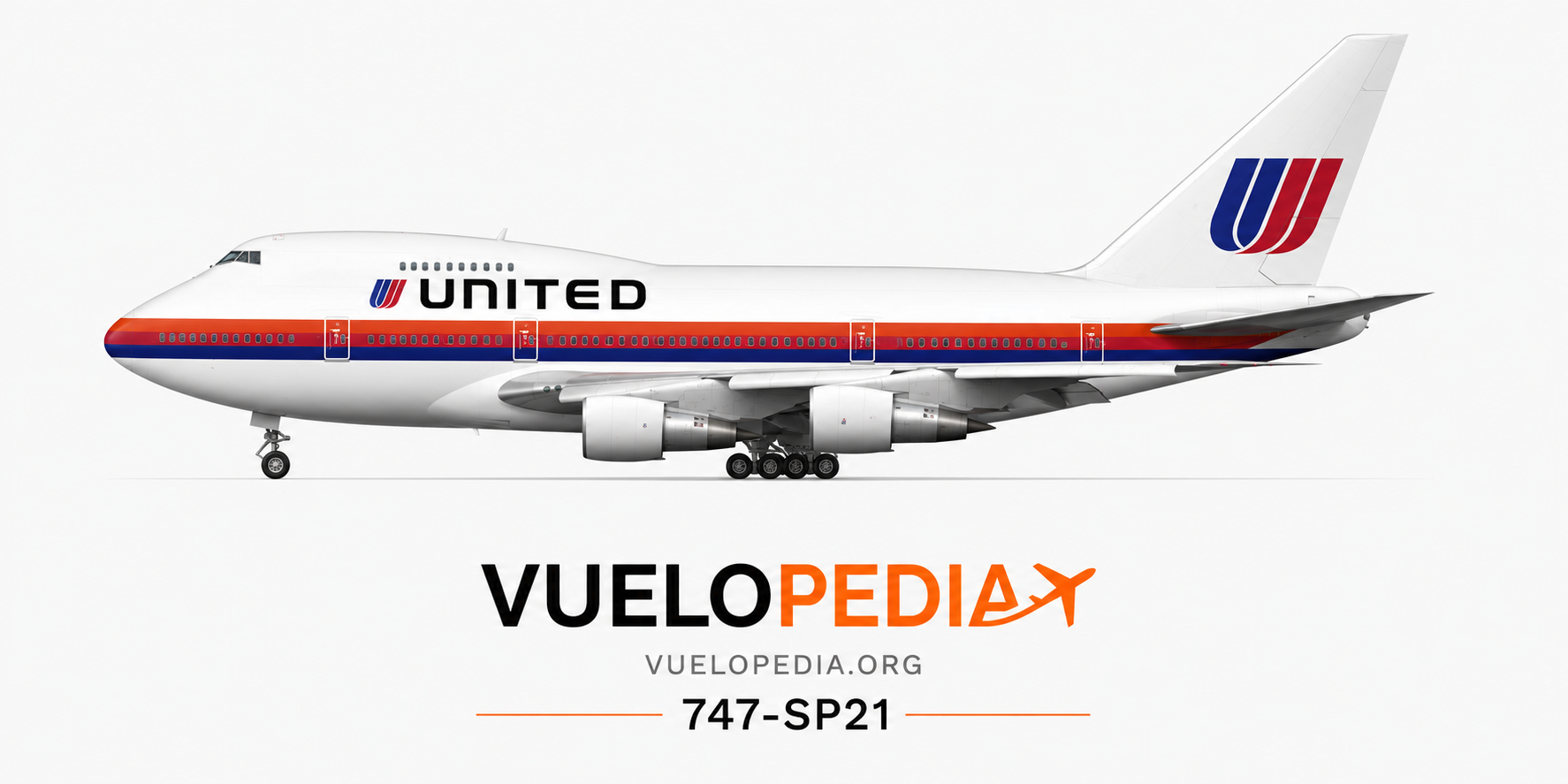 Boeing 747SP (747SP-21) illustration in United Airlines livery
