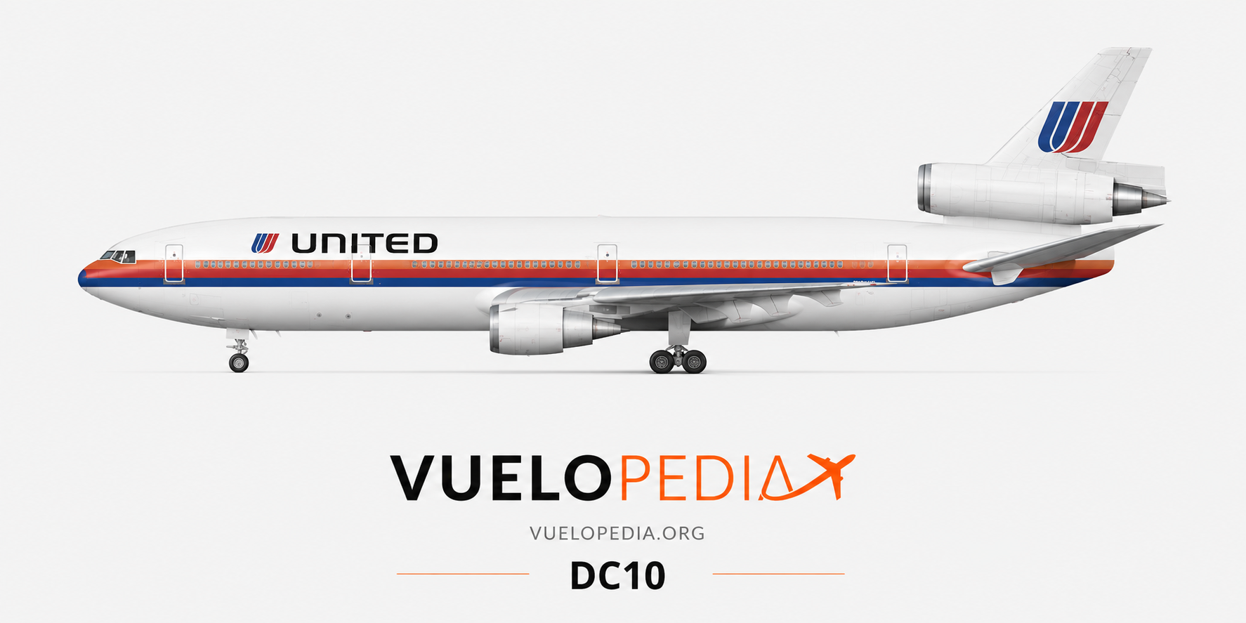 McDonnell Douglas DC-10-30 illustration in United Airlines livery