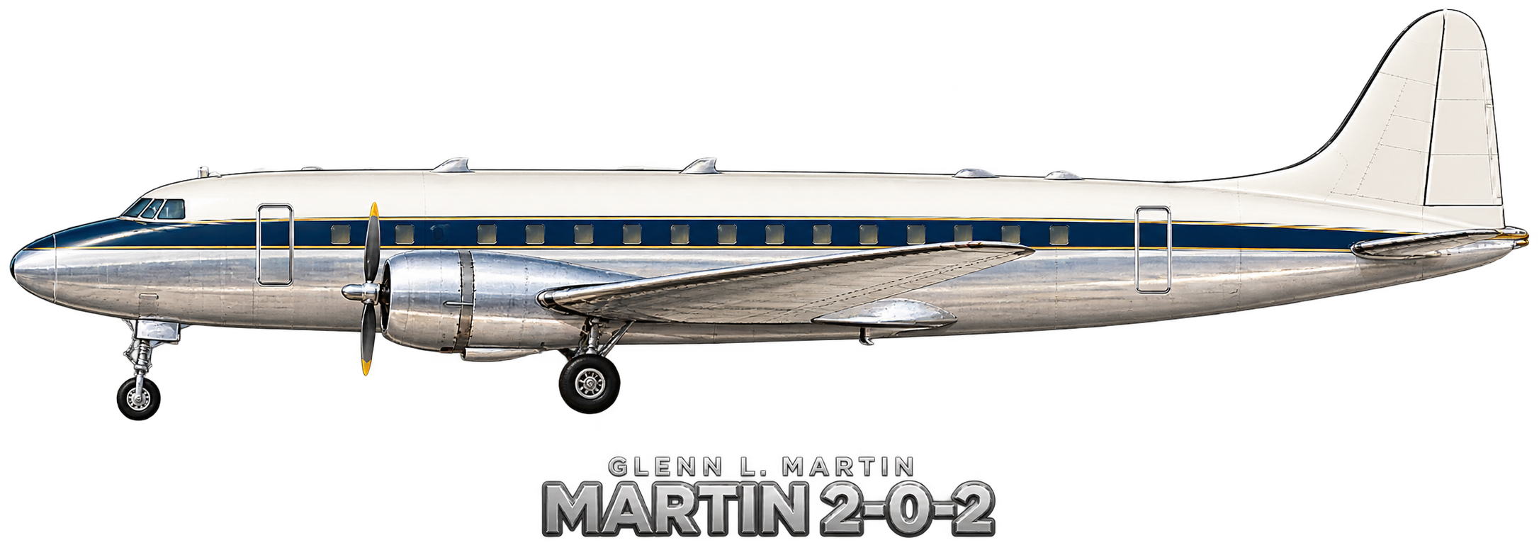 Ilustración Martin 2-0-2 de TWA Trans World Airlines